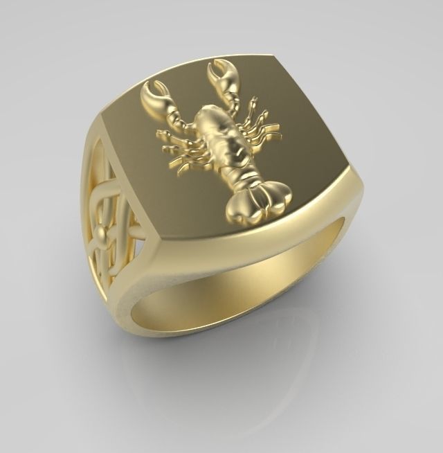 Zodiac ring Cancer 3D print model_10