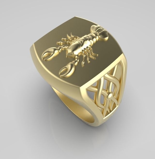 Zodiac ring Cancer 3D print model_7