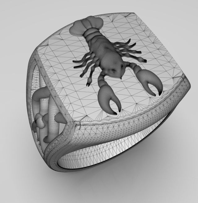 Zodiac ring Cancer 3D print model_15