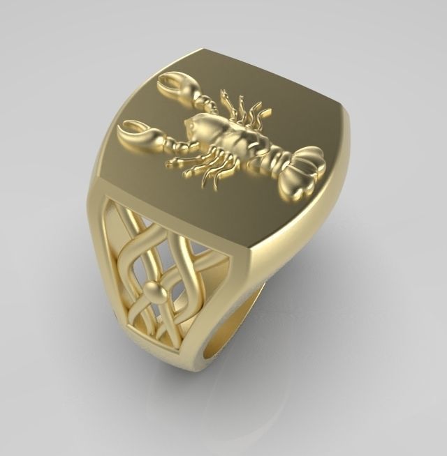 Zodiac ring Cancer 3D print model_9