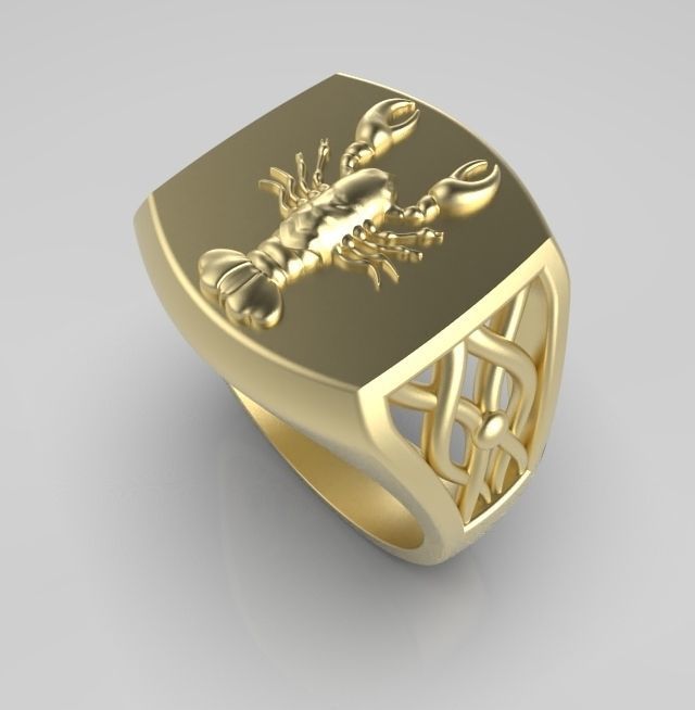 Zodiac ring Cancer 3D print model_12