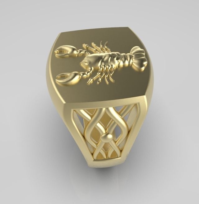 Zodiac ring Cancer 3D print model_8