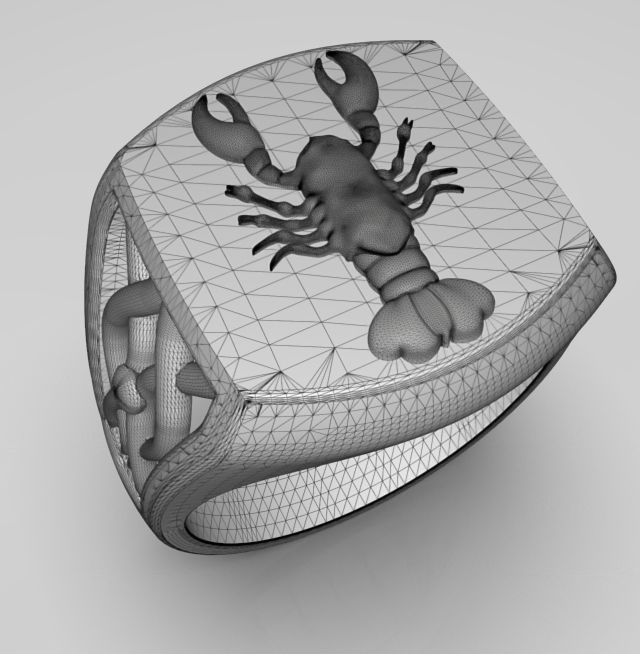 Zodiac ring Cancer 3D print model_17