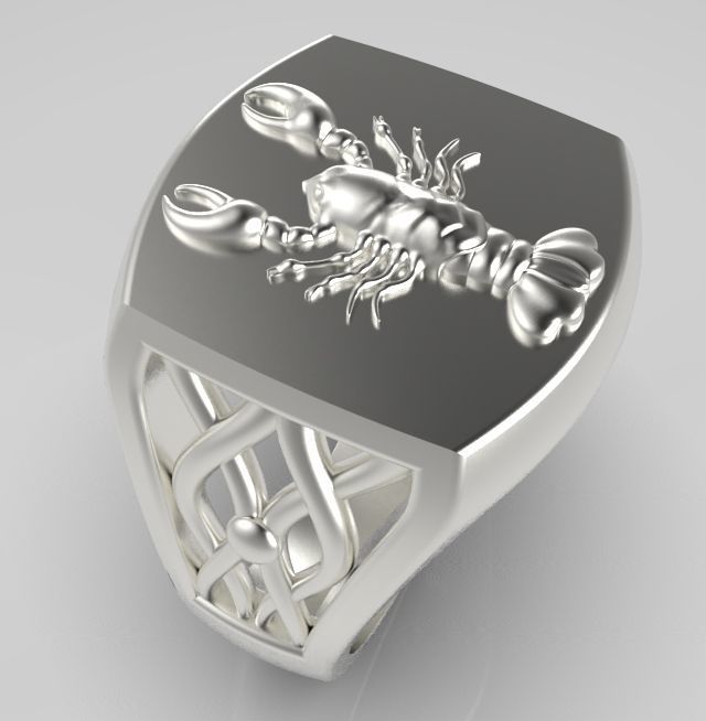 Zodiac ring Cancer 3D print model_3