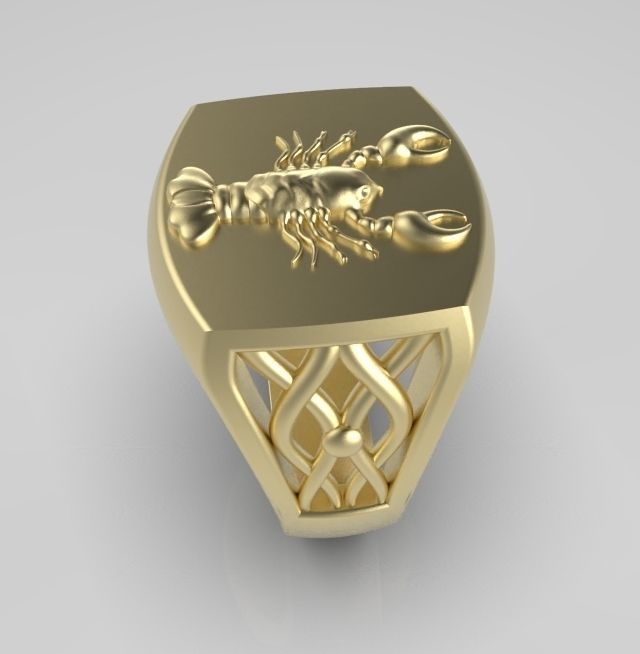 Zodiac ring Cancer 3D print model_13