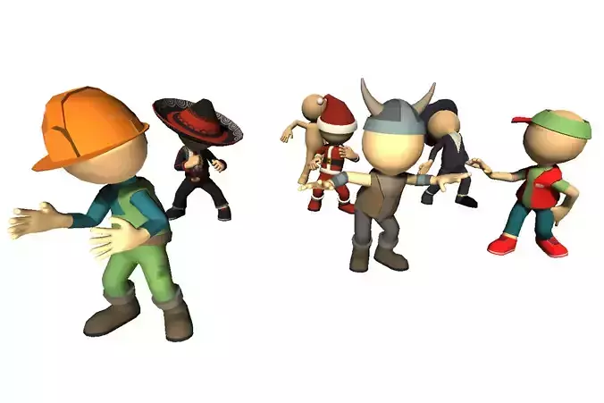 Hyper-Casual Characters pack Low-poly 3D model