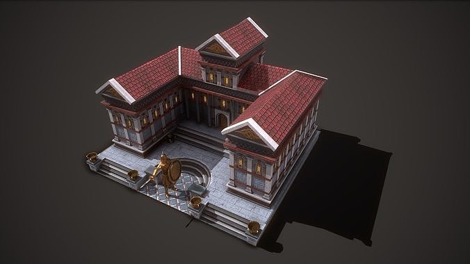 Ancient Military Academy Low-poly 3D model
