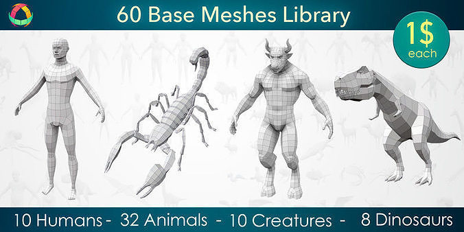 60 Base Meshes 3D model