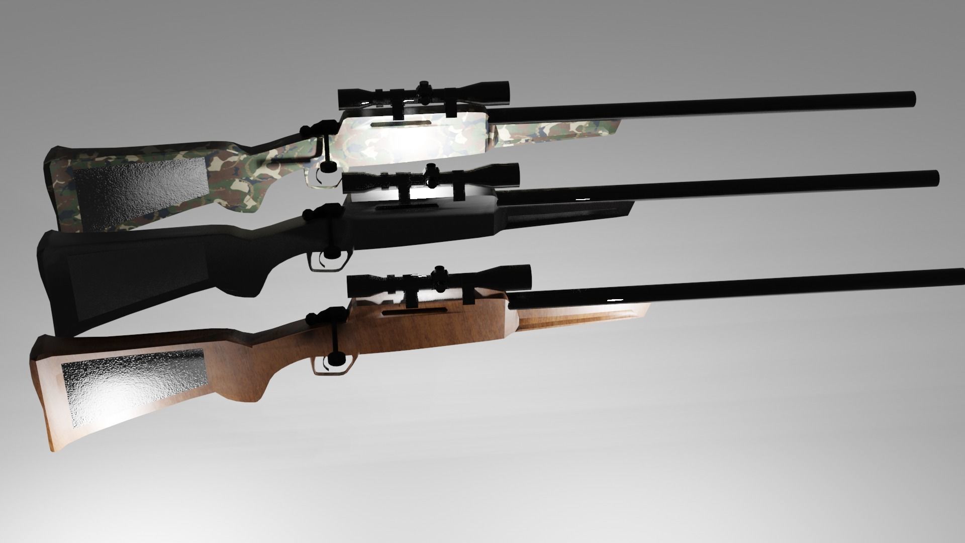 Scoped Bolt Action Sniper Rifle Low-poly 3D model_3