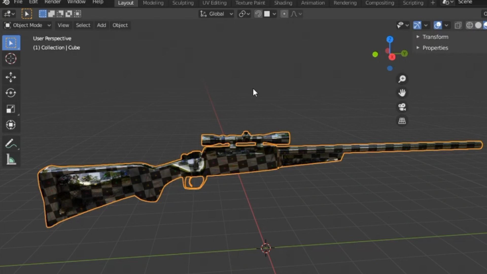 Scoped Bolt Action Sniper Rifle Low-poly 3D model_11