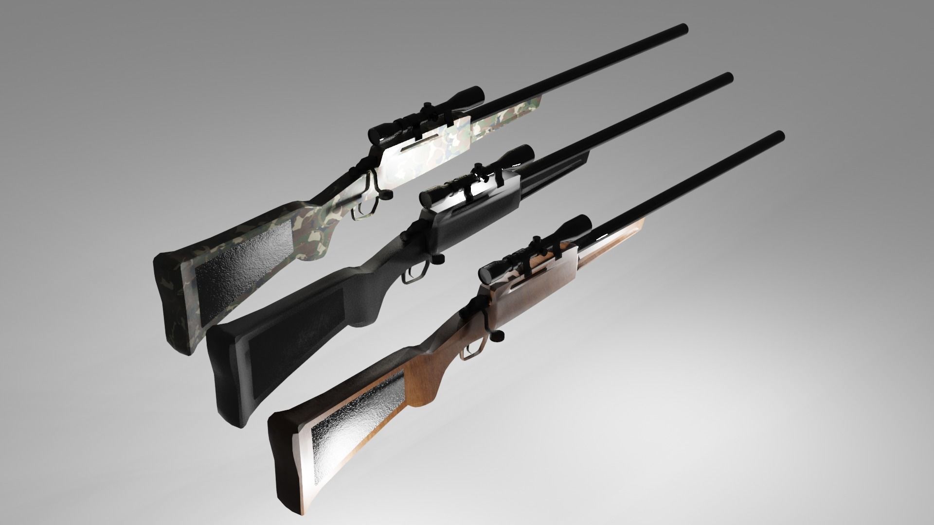 Scoped Bolt Action Sniper Rifle Low-poly 3D model_4