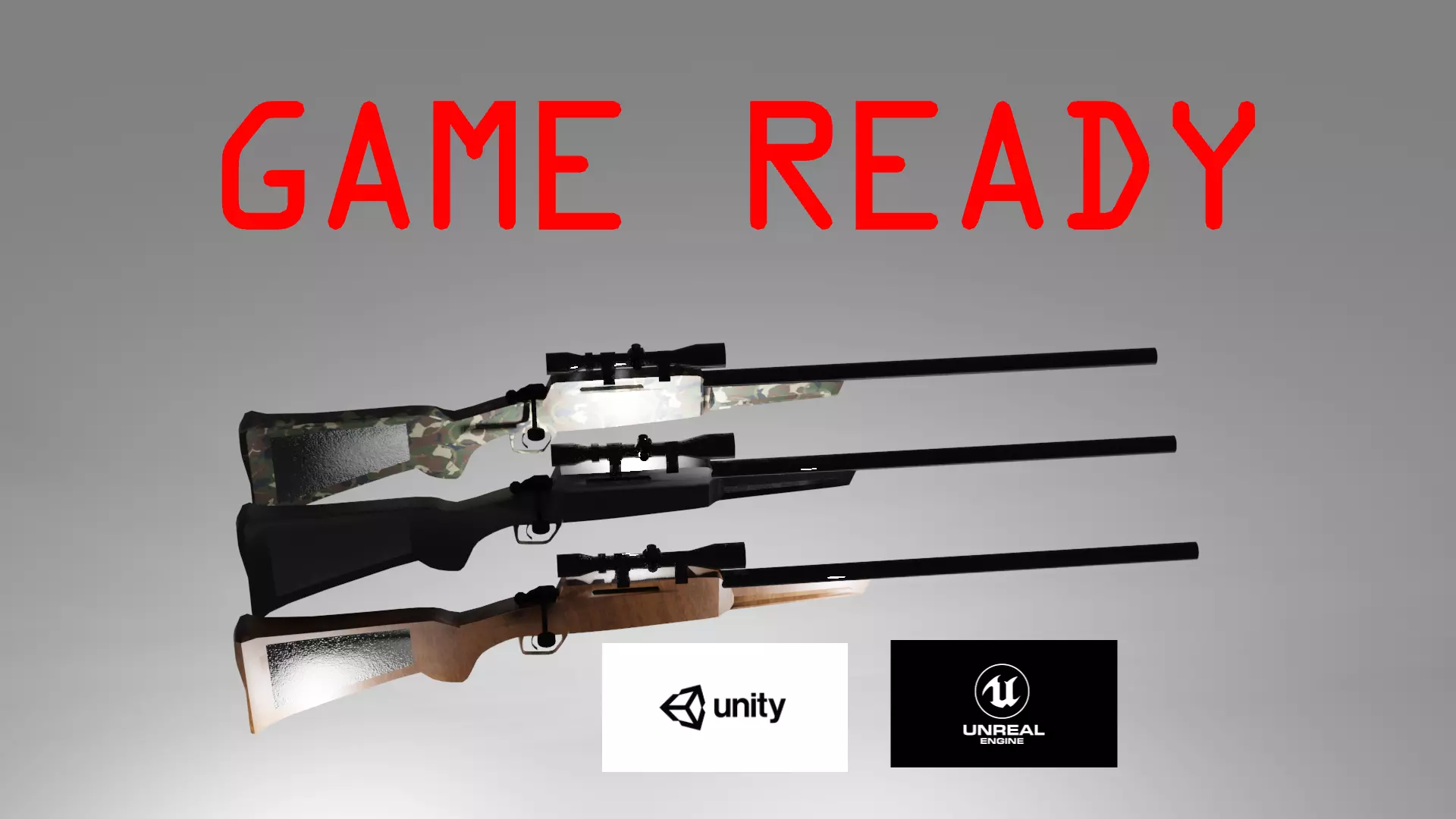 Scoped Bolt Action Sniper Rifle Low-poly 3D model_0