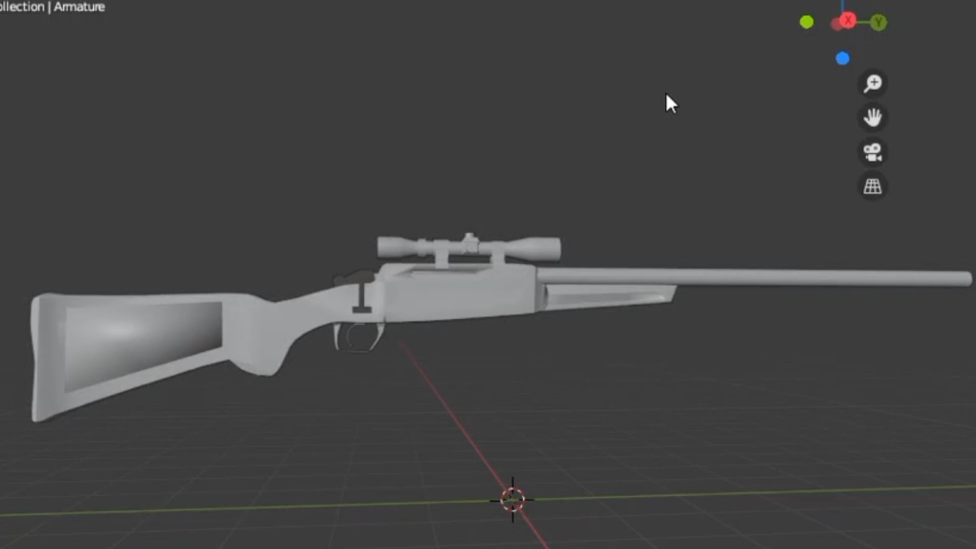 Scoped Bolt Action Sniper Rifle Low-poly 3D model_5