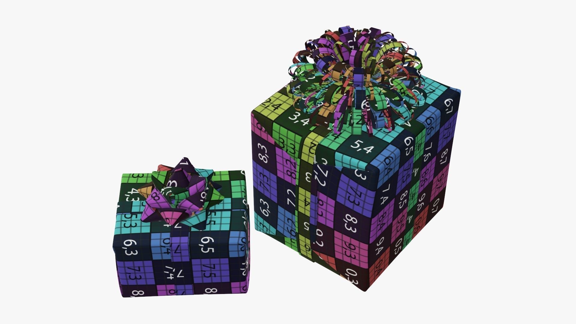 Wrapped Christmas gifts 04 3D model_9