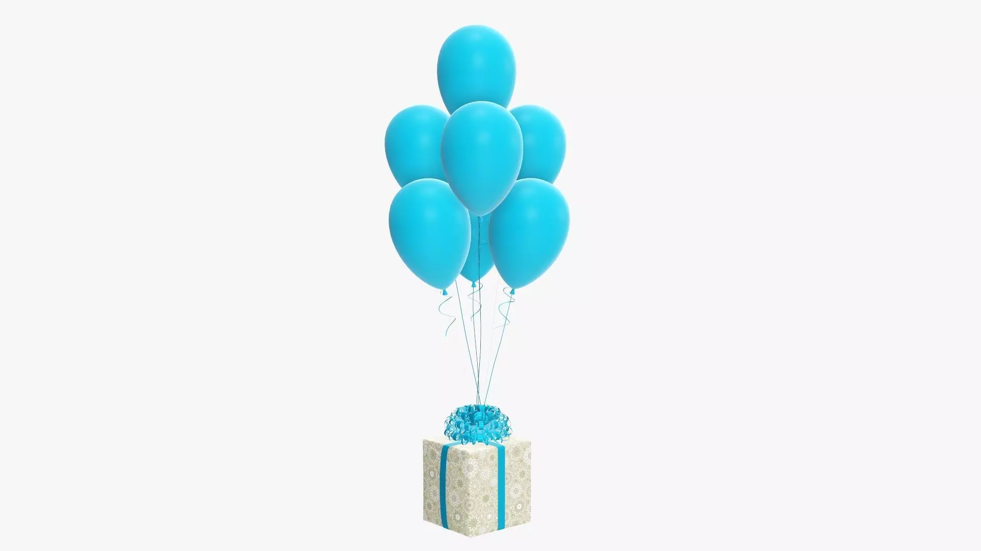  Wrapped Christmas gifts 05 with balloons 3D model_0