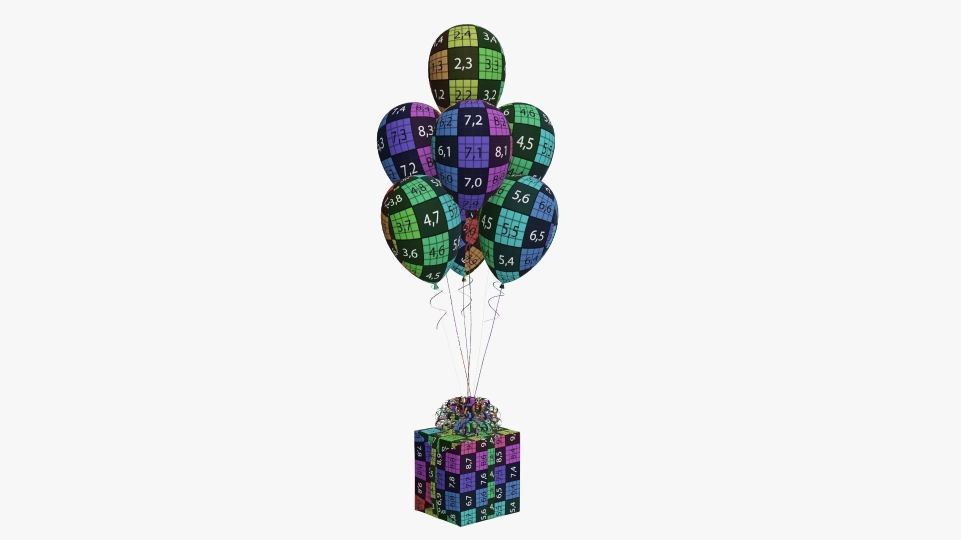  Wrapped Christmas gifts 05 with balloons 3D model_10