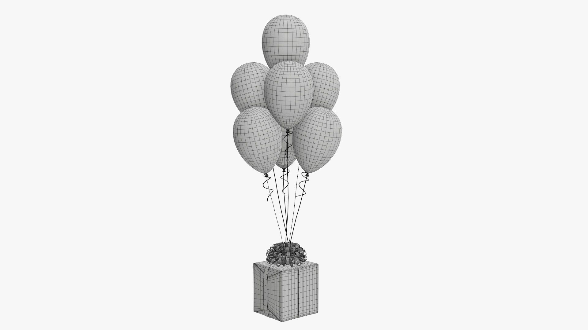 Wrapped Christmas gifts 05 with balloons 3D model_5