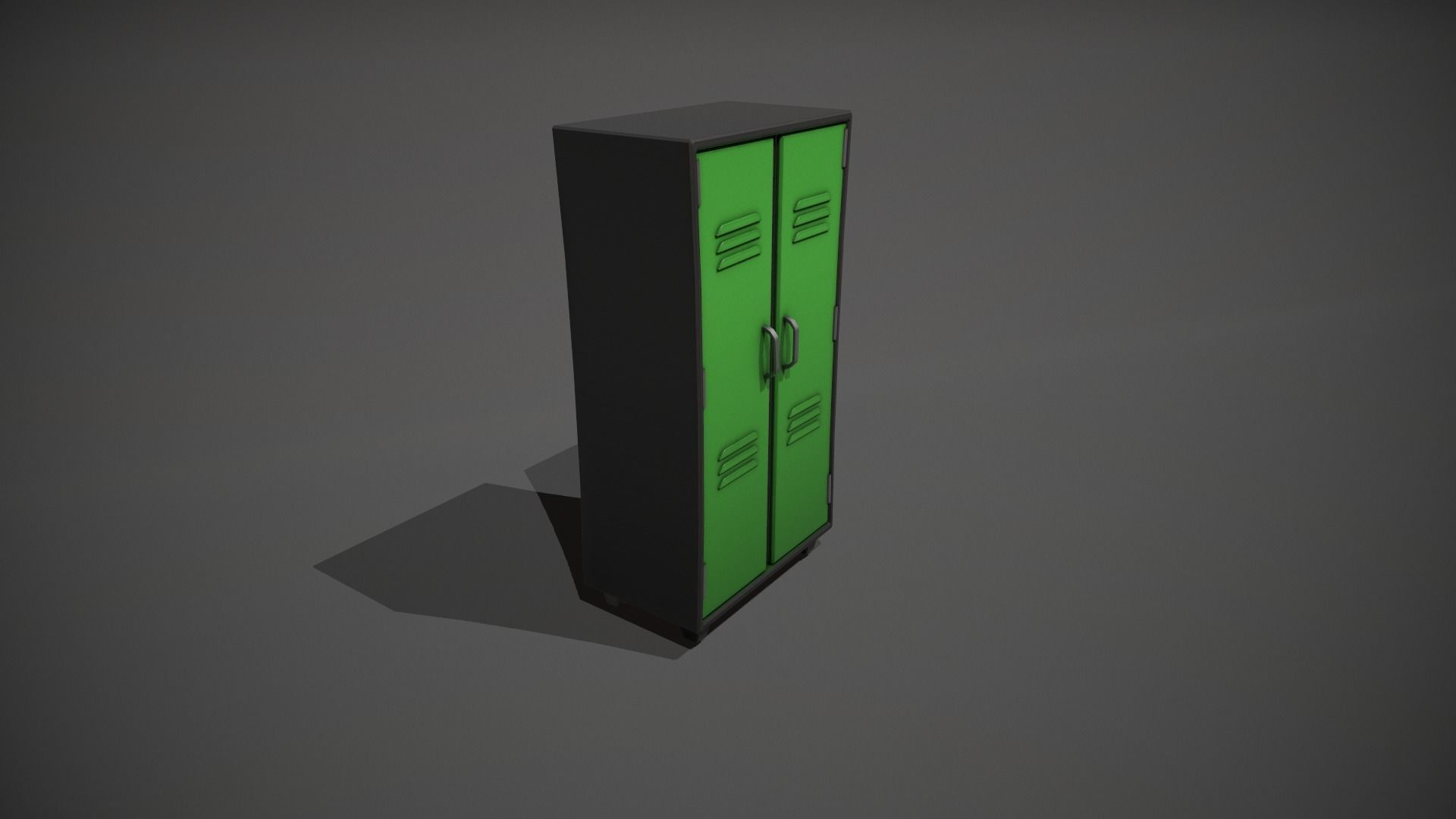 Green and Black Stylized Locker Low-poly 3D model_1
