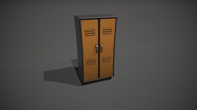 Orange and Black Stylized Locker Low-poly 3D model