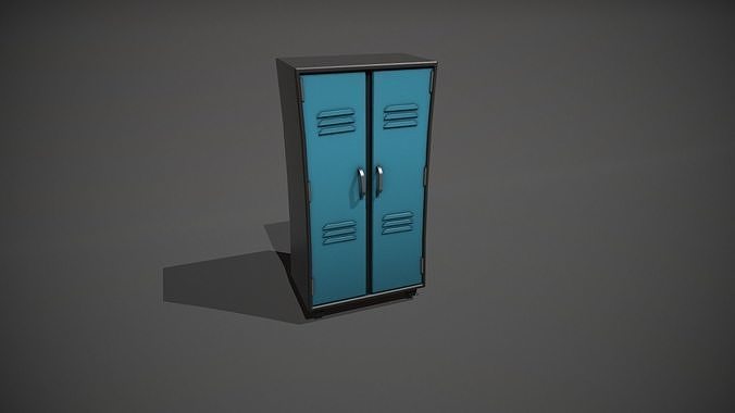 Light Blue and Black Stylized Locker Low-poly 3D model