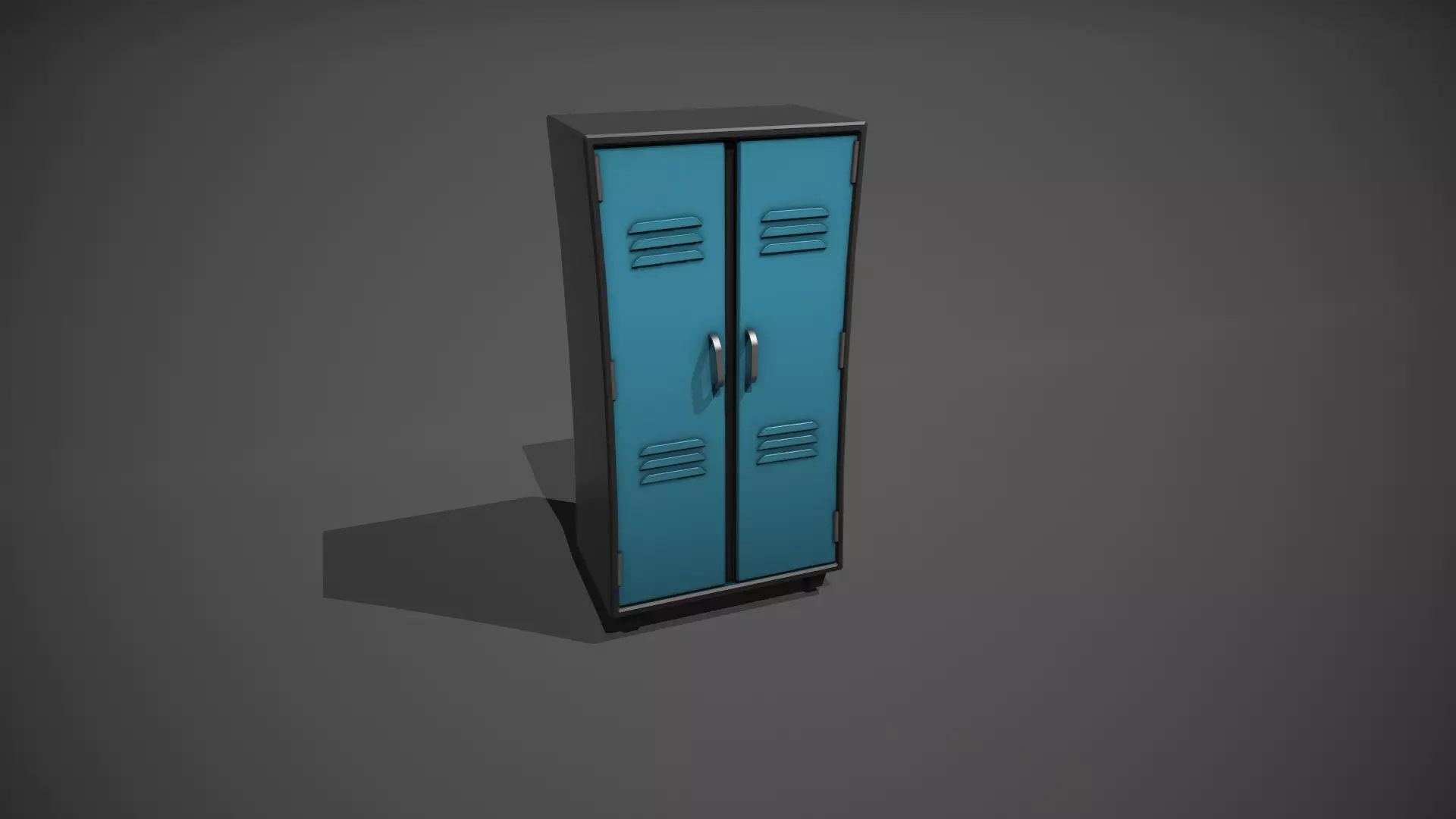 Light Blue and Black Stylized Locker Low-poly 3D model_0