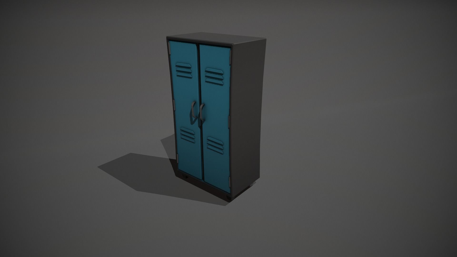 Light Blue and Black Stylized Locker Low-poly 3D model_9