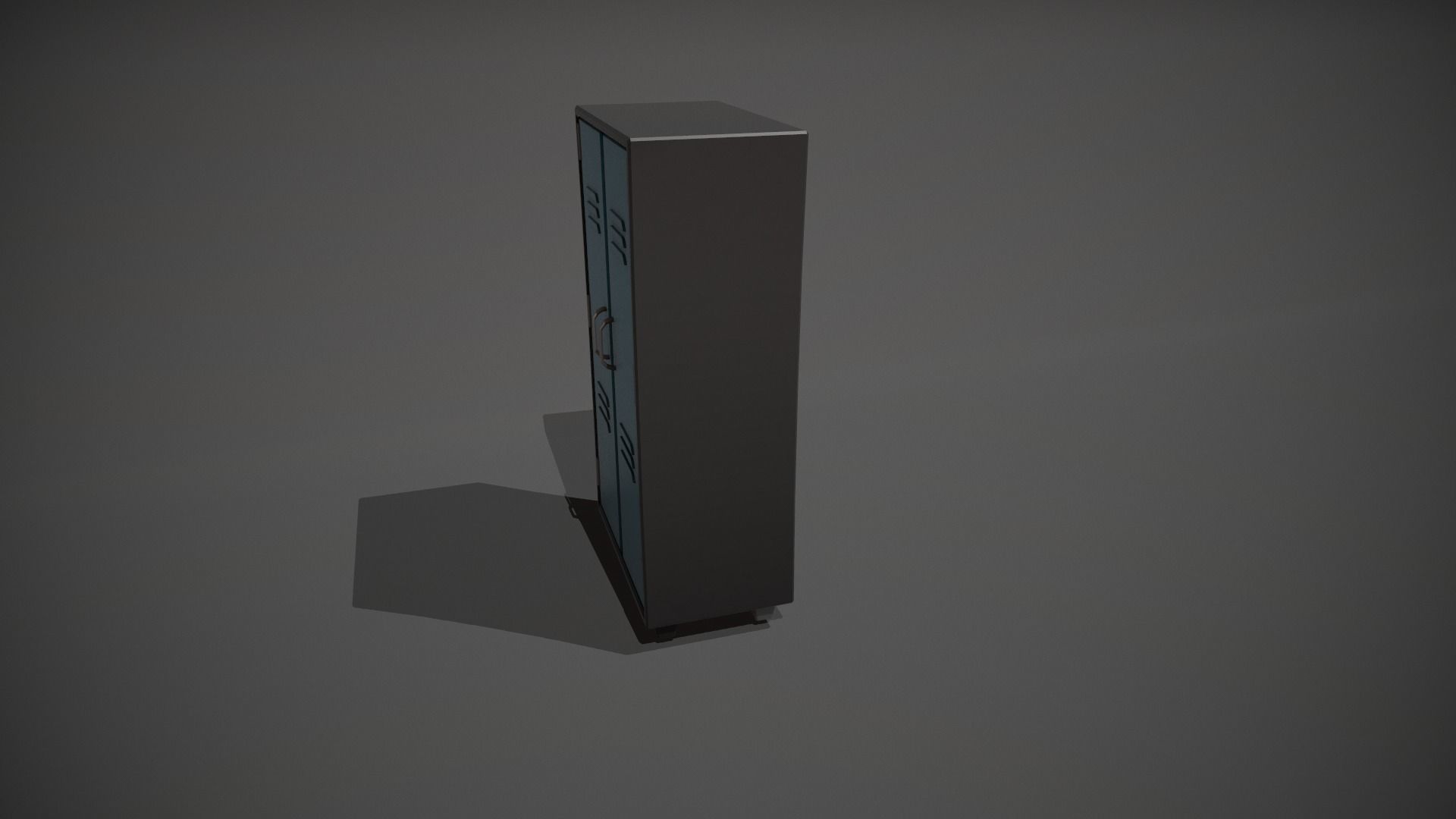 Light Blue and Black Stylized Locker Low-poly 3D model_8