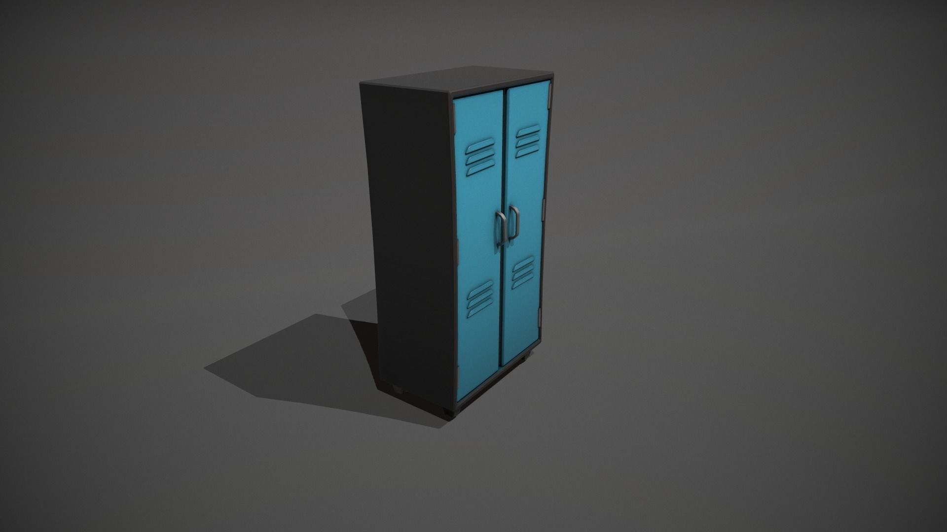 Light Blue and Black Stylized Locker Low-poly 3D model_1