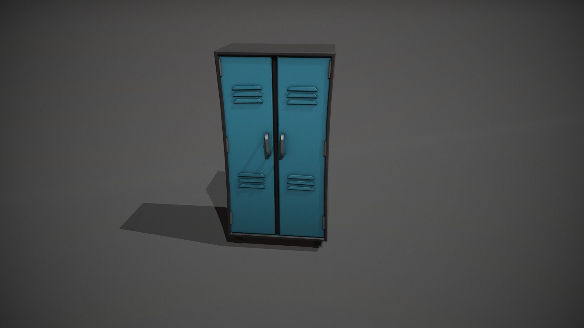 Light Blue and Black Stylized Locker Low-poly 3D model_10
