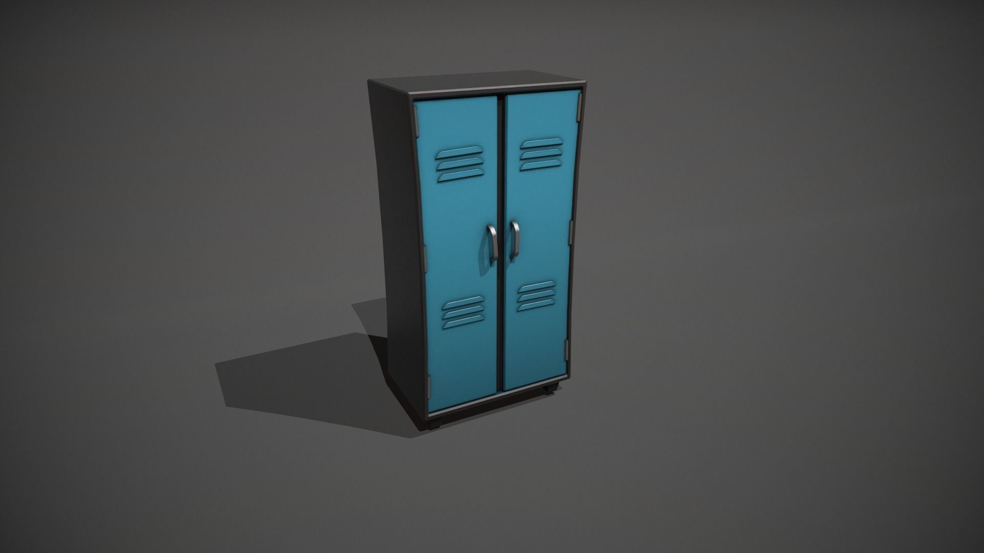 Light Blue and Black Stylized Locker Low-poly 3D model_11