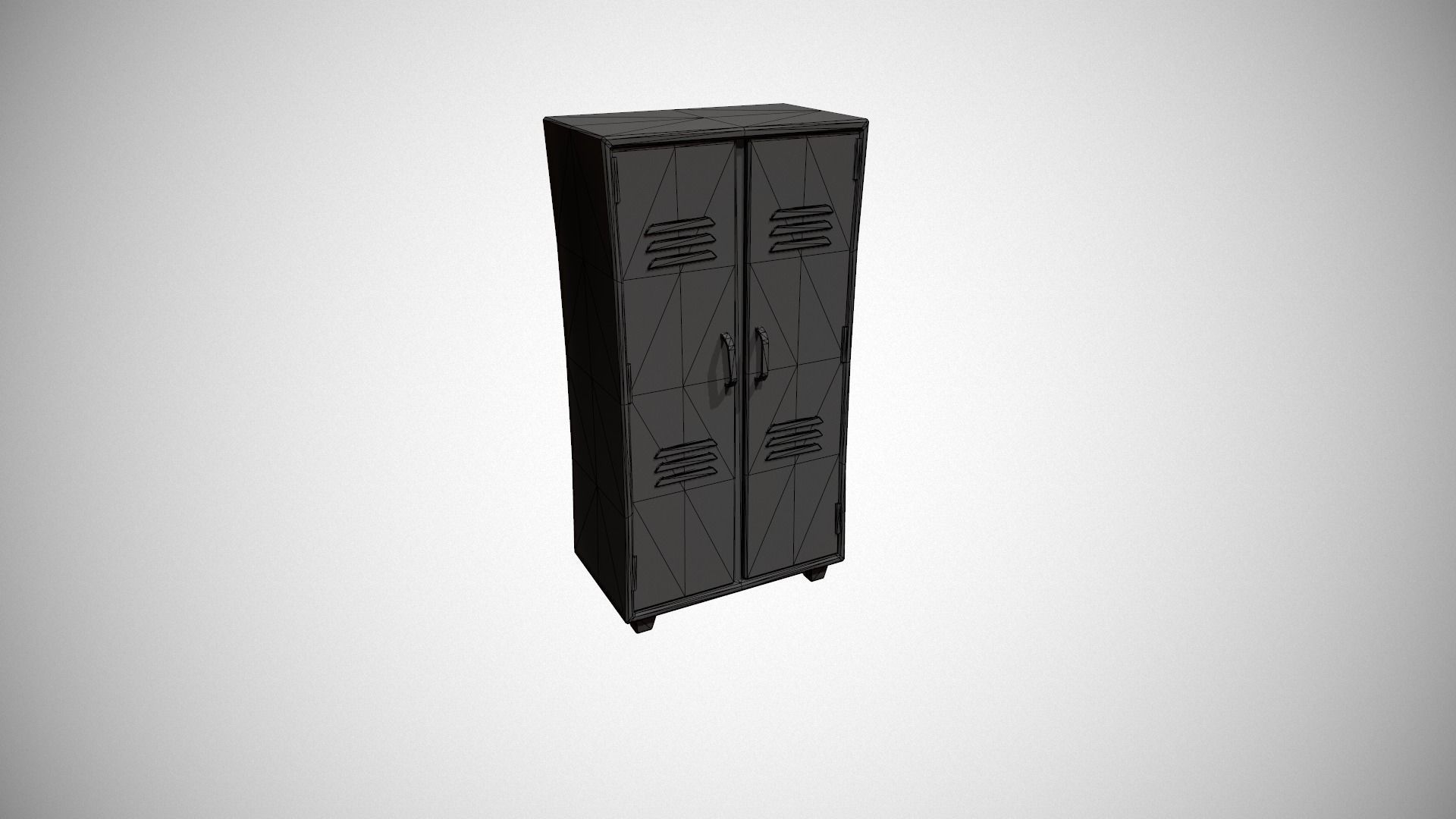Light Blue and Black Stylized Locker Low-poly 3D model_23