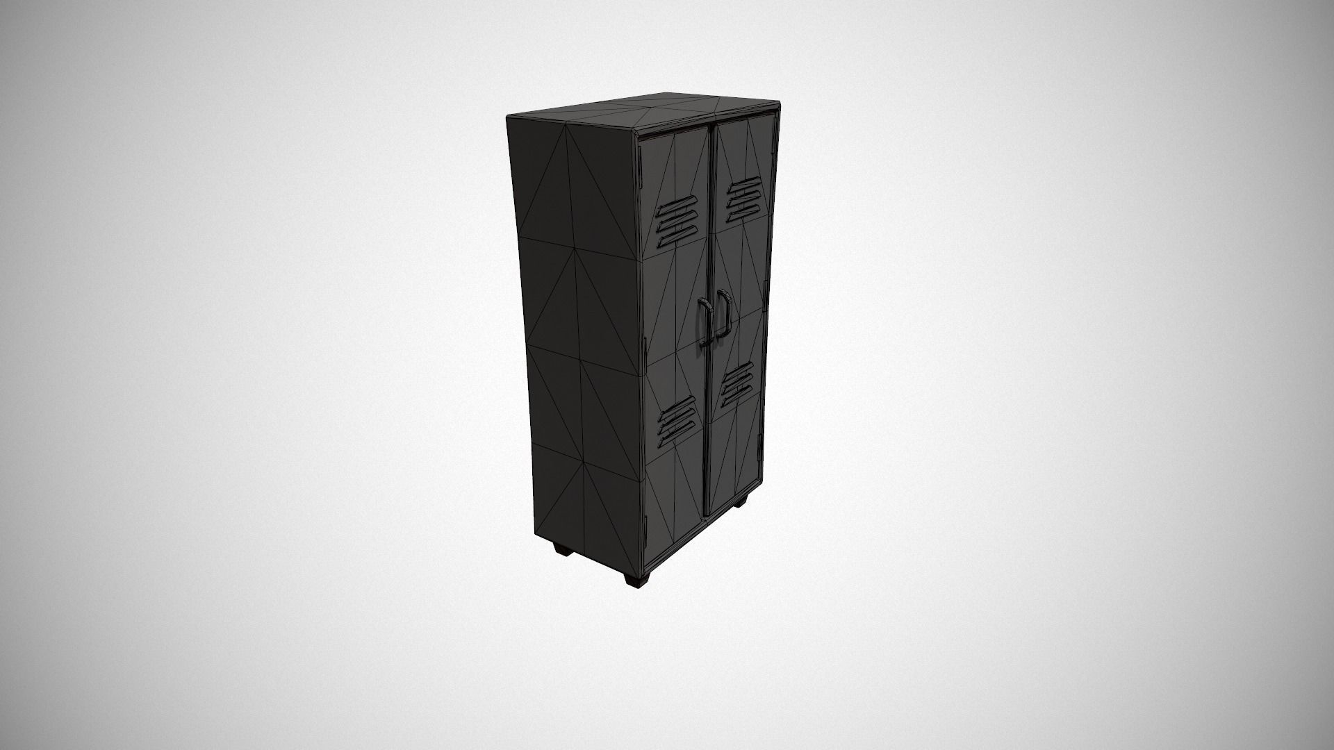 Blue and Black Stylized Locker Low-poly 3D model_13
