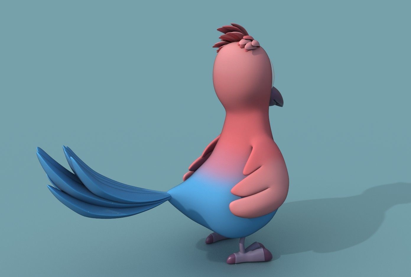 Cartoon Bird Low-poly 3D model_2