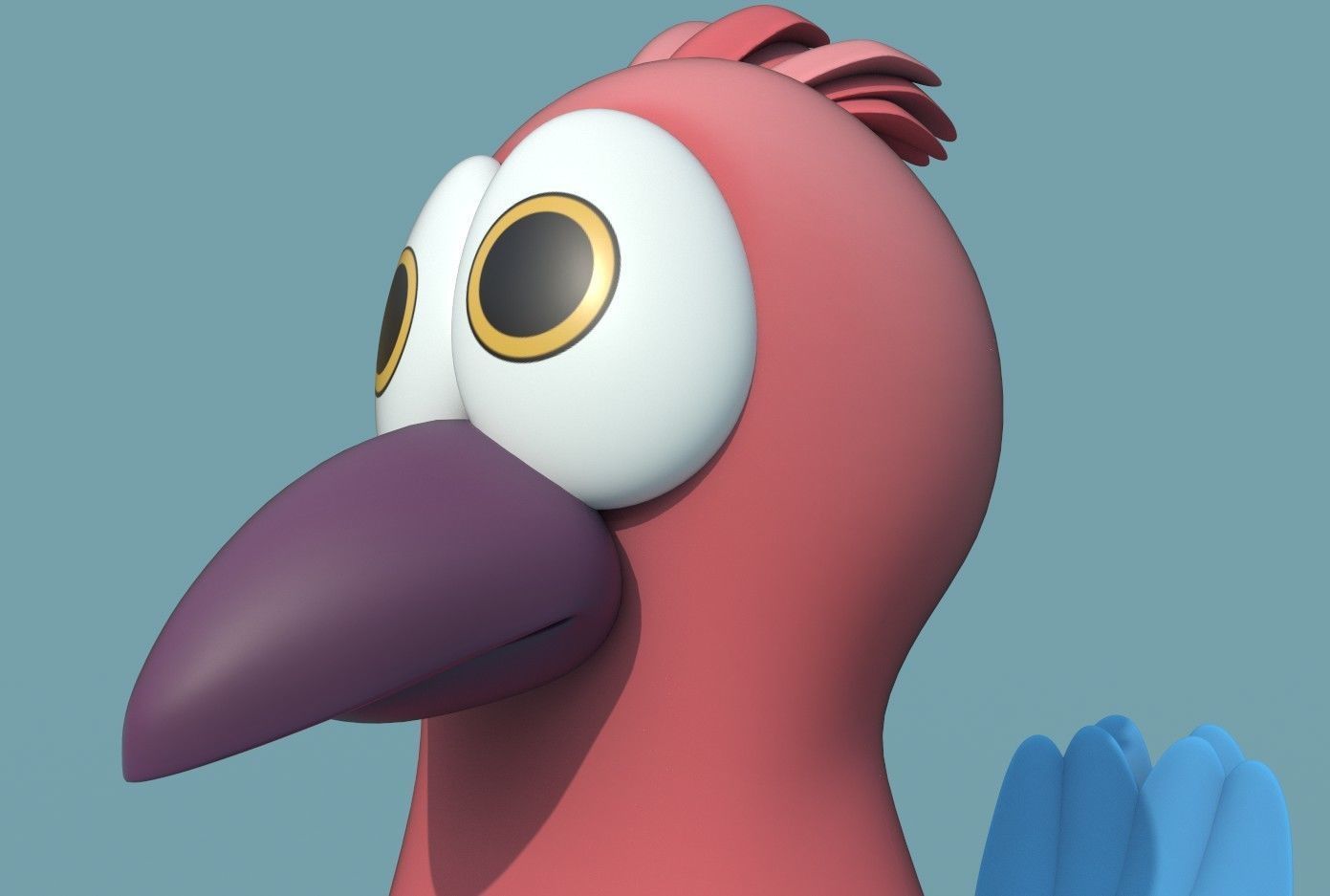 Cartoon Bird Low-poly 3D model_4