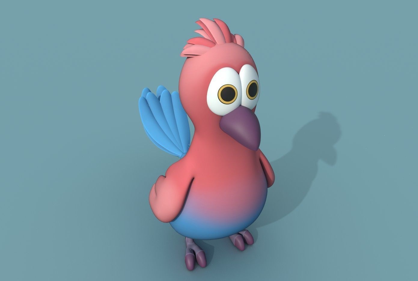 Cartoon Bird Low-poly 3D model_10