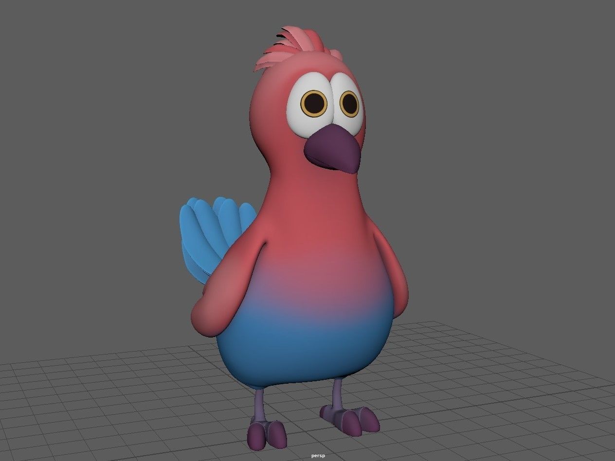 Cartoon Bird Low-poly 3D model_13