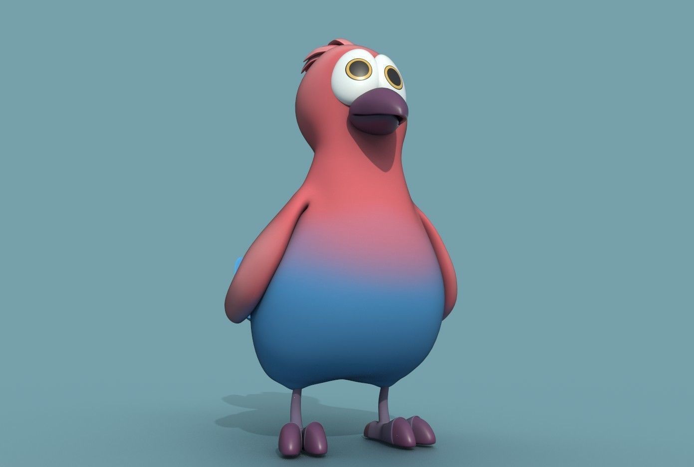 Cartoon Bird Low-poly 3D model_5