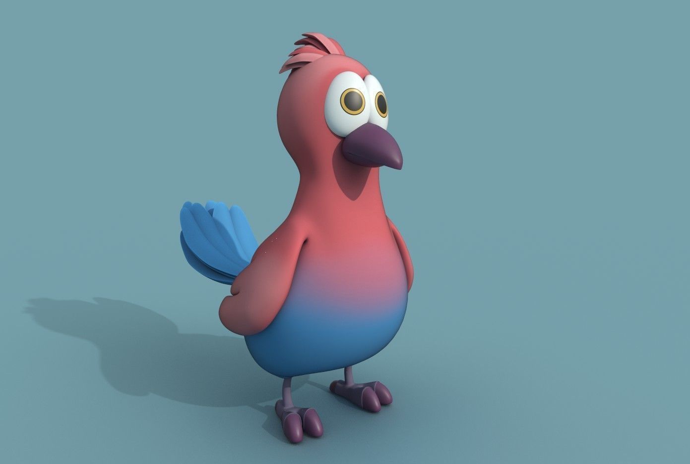 Cartoon Bird Low-poly 3D model_1