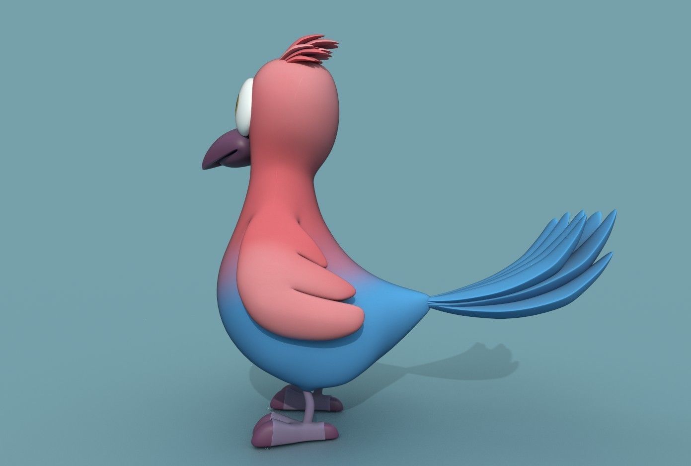 Cartoon Bird Low-poly 3D model_7