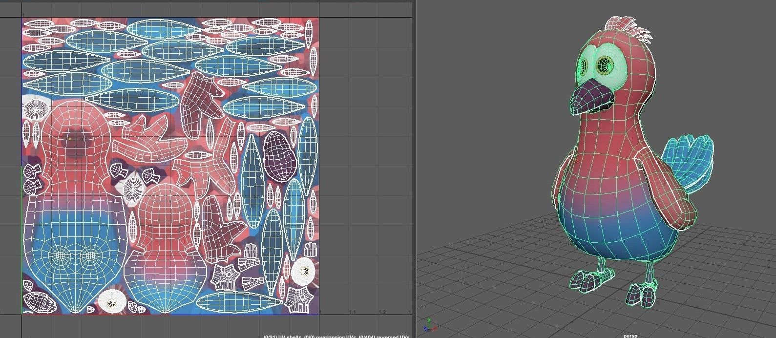 Cartoon Bird Low-poly 3D model_11