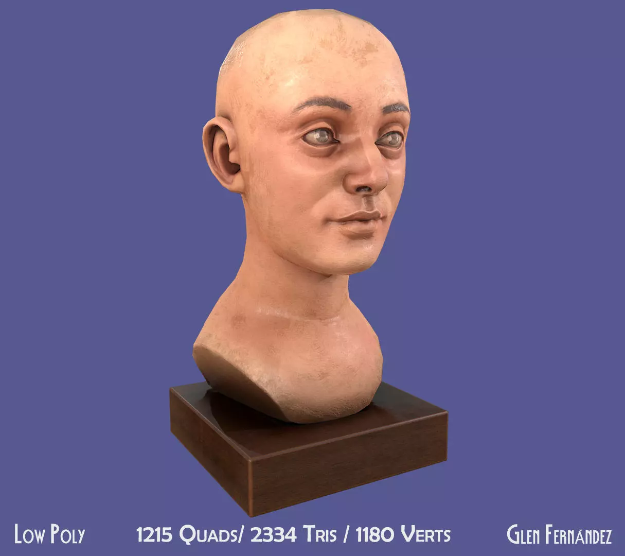 Antique Wooden Head Mannequin for Hats Wigs and Helmets Low-poly 3D model_0