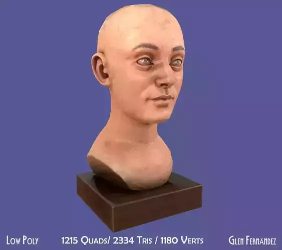Antique Wooden Head Mannequin for Hats Wigs and Helmets Low-poly 3D model