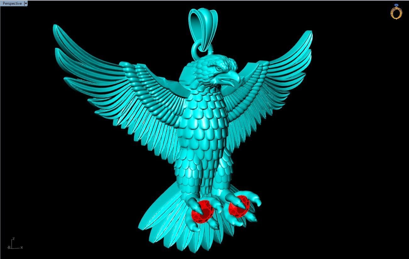 Eagle  Pendant - 60 mm 3D print model_13