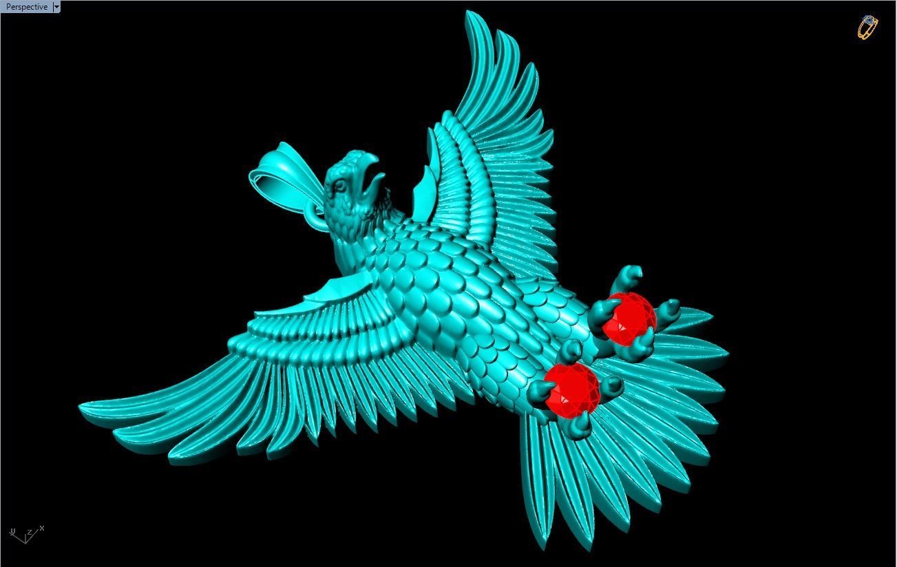 Eagle  Pendant - 60 mm 3D print model_14