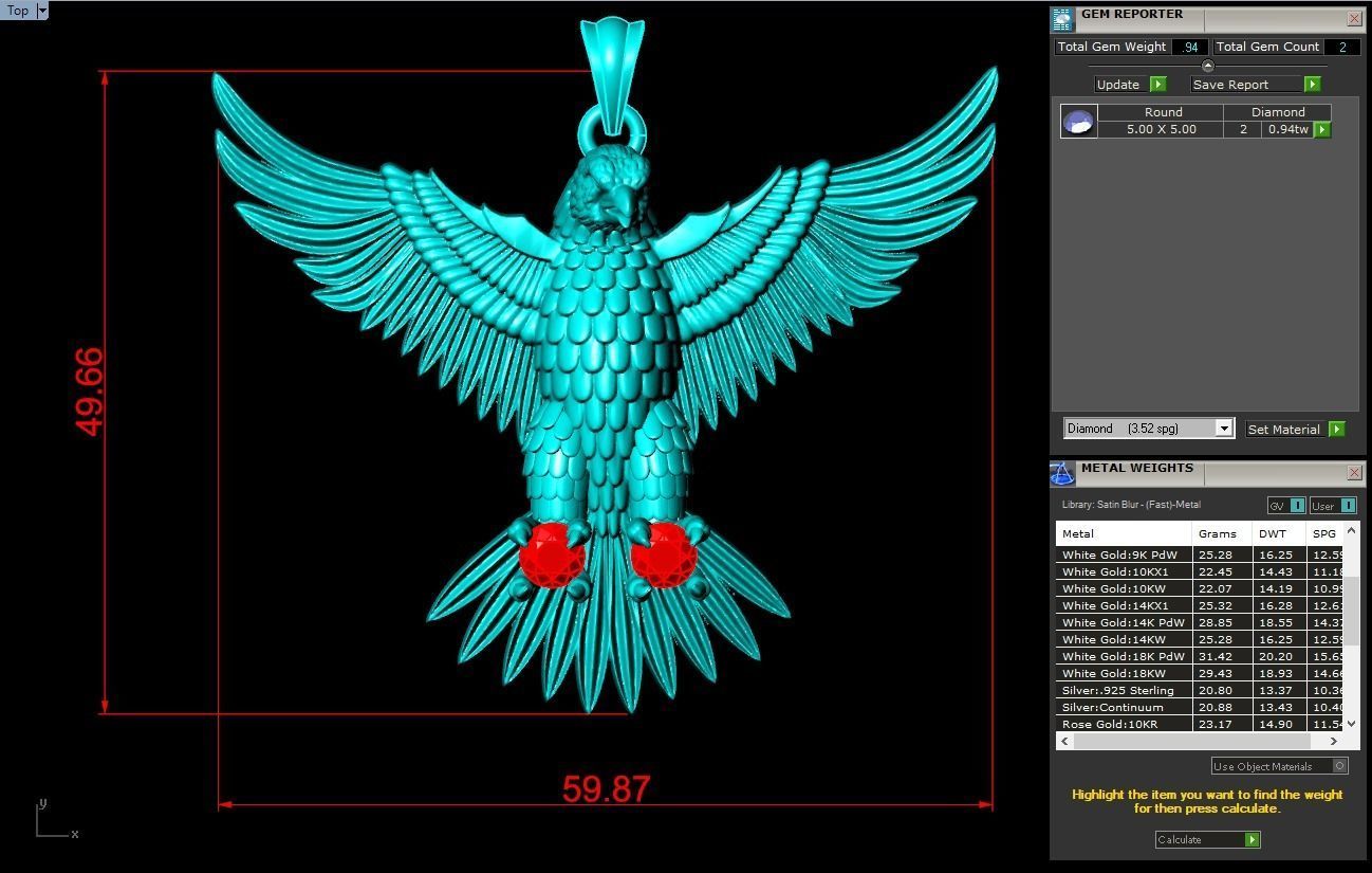 Eagle  Pendant - 60 mm 3D print model_7