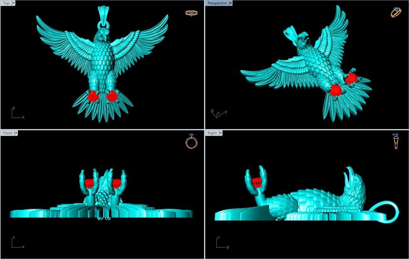Eagle  Pendant - 60 mm 3D print model_6