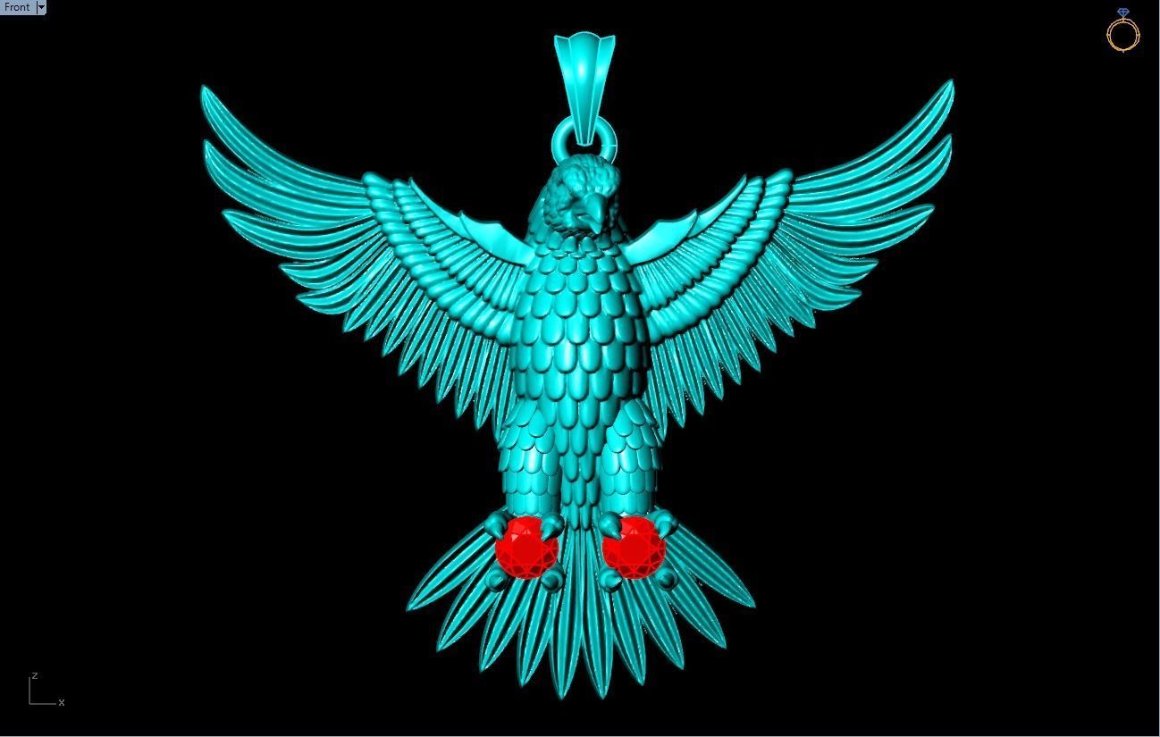 Eagle  Pendant - 60 mm 3D print model_12