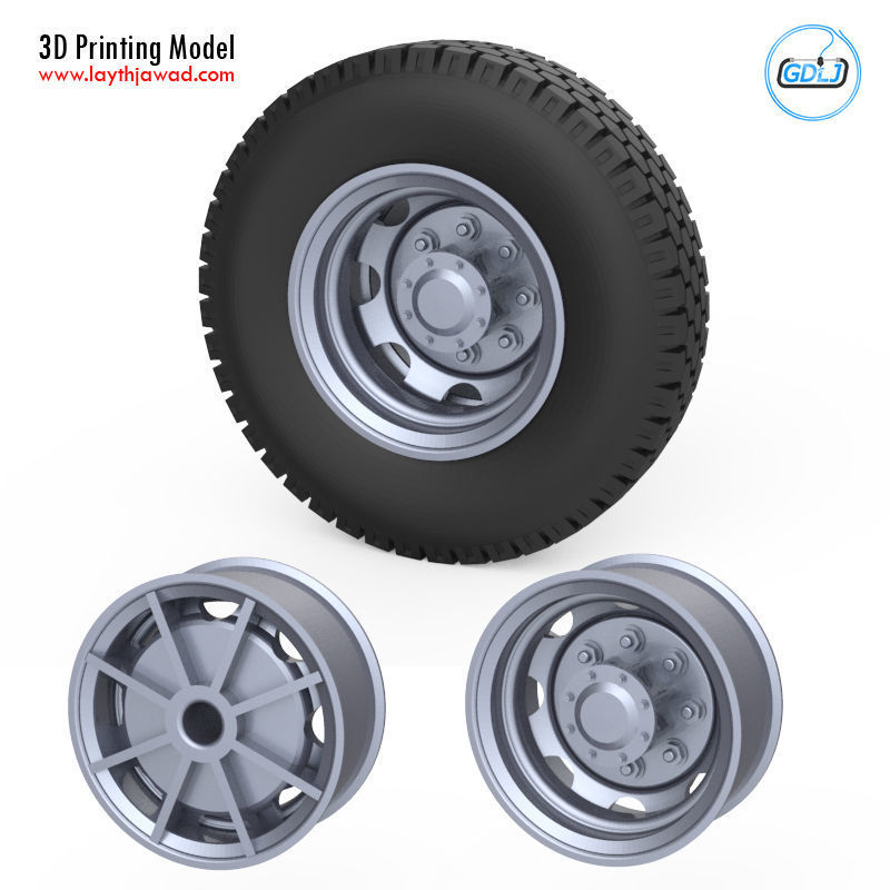 Truck Tire Mold With 3 Wheels 3D print model_4