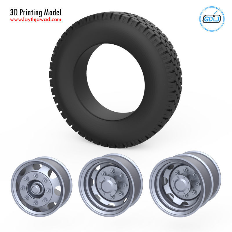 Truck Tire Mold With 3 Wheels 3D print model_1