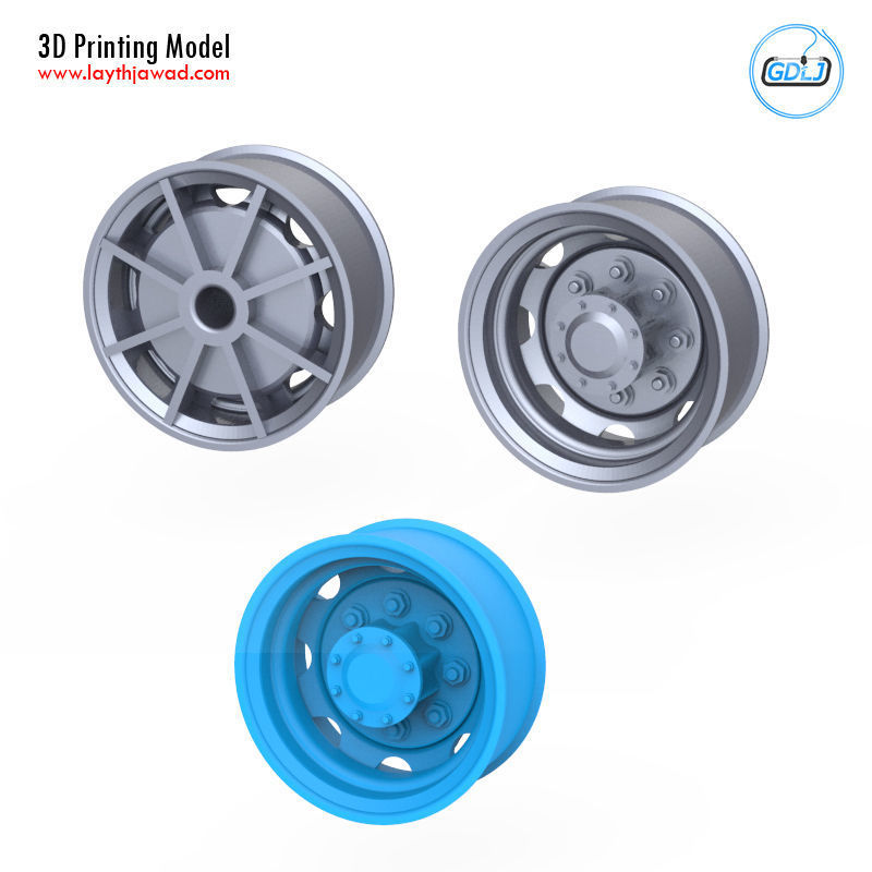 Truck Tire Mold With 3 Wheels 3D print model_7
